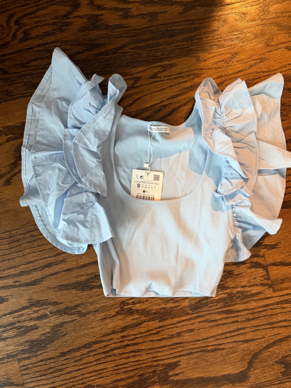 Zara Light Blue Ruffle Tank Top for Kids